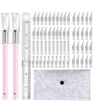 Craft Hobby Knife Set - 2 Exacto Knives, 60 Blades & Bag - Precision Cutter for Scrapbooking, Stencil, Carving - Pink - Buy Online on SooperMarket.com