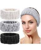 3 Pieces Spa Facial Headband for Makeup and Washing Face Terry Cloth Hairband Yoga Sports Shower Facial Elastic Head Band Wrap for Girls and Women (Black, White, Light Grey) White,Grey - Buy Online on SooperMarket.com