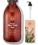 Bionoble Organic Aloe Vera Gel 200ml - Made with 100% Pure Fresh Aloe Pulp and Organic Lavender - Xanthan Free - Face Eye Contour Body Hair - Glass Bottle + Pump GEL 200 ml (Pack of 1) - Buy Online on SooperMarket.com