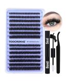 DIY Lash Extension Kit: Fluffy 60D+80D Cluster Lashes with Bond & Seal Glue - TOOCHUNAG Wispy Individual Eyelashes Cluster Kit - Buy Online on SooperMarket.com