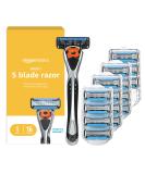 Amazon Basics 5-Blade MotionSphere Razor for Men with Dual Lubrication and Precision Trimmer, Handle & 16 Cartridges (Cartridges fit Amazon Basics Razor Handles only) (Previously Solimo) 17 Piece Set Handle + 16 Refills (R - Buy Online on SooperMarket.com