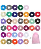 40-Piece Colorful Satin Hair Tie Set | Strong Elastic Bobble Bands & Monochrome Traceless Hair Accessories for Women & Girls - Buy Online on SooperMarket.com