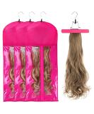 3PCS Extra Long Rose Wig Storage Bags with Wooden Hanger - Portable, Dust-proof, Transparent Zip Up Hair Extension Organizer - Buy Online on SooperMarket.com