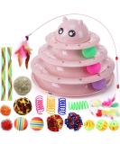 Suhaco 21 Pack Cat Toys for Indoor Cats Interactive Kitten Toy Fun Roller 3 Level Cat Ball Toys with Catnip Ball Self Play Cat Feather Wand Kitty Toy for Boredom (Pink) 21 Pack Pink - Buy Online on SooperMarket.com