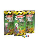 TOXIC WASTE | 3-Pack Bags of Sour Smog Balls | Deliciously Hard Candy with a Chewy Sour Center - 6 Flavors: Lime, Cherry, Strawberry, Lemon, Blue Raspberry, and Grape - Buy Online on SooperMarket.com