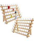 New brothread 2X60 Spools Wooden Thread Rack/Thread Holder Organizer with Hanging Hooks for Embroidery Quilting and Sewing Threads - Buy Online on SooperMarket.com