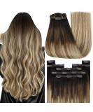 Youngsee 40cm Clip-In Real Hair Extensions - Balayage Brown Ombre Blonde 120g (7 Pieces) for Women - Buy Online on SooperMarket.com