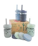 Elk and Friends Kids & Toddler Cups | The Original Glass Mason jars 8 oz with Silicone Straws with Stoppers | Smoothie Cups | Spill Proof Sippy Cups for Toddlers - Buy Online on SooperMarket.com