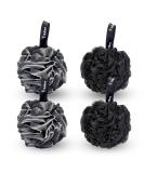 Bathing Sponges 4 Pieces Black Shower Puff Loofah Poufs for Adults Body Shower Exfoliating Scrub 1 count (Pack of 4) - Buy Online on SooperMarket.com