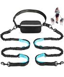 Uppetly Hands Free Dog Running Leash with Adjustable Waist Belt Dual Handle Elastic Bungees Retractable Rope for Medium and Large Dogs Reflective Stitches for Walking Hiking Biking With Pouch for 2 dogs - Buy Online on SooperMarket.com