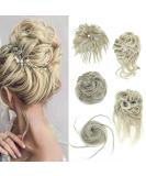 Fulang Hair 5/Pack Large Wavy Bun Hair Parts with Rubber Bands - Messy Updo Extensions for Women (18t/613#) - Buy Online on SooperMarket.com