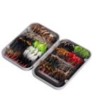 BASSDASH Fly Fishing Flies Kit Fly Assortment Trout Bass Fishing with Fly Box, 36/64/72/76/80/96pcs with Dry/Wet Flies, Nymphs, Streamers, Popper 64 pcs assorted flies kit with magnetic fly box - Buy Online on SooperMarket.com