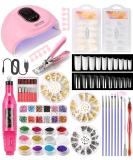 Electric Nail Drill & Acrylic Nail Tips Kit - 36W UV Lamp Gel Manicure Dryer 3D Synthetic Drill & 12 Color Glitter | International Shipping Available - Buy Online on SooperMarket.com