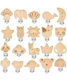 20 Pieces Wood Pacifier Clips Toy Suspender Clips Charm DIY Pacifier Holder Clips for Baby Toddler Teething Grasping Pacifier Chain Accessory - Buy Online on SooperMarket.com