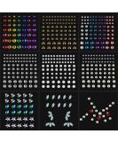 9 Sheets Eye Body Face Gems Jewels Rhinestone Stickers Self Adhesive Crystal Rainbow Makeup Diamonds Face Stick Gems for Women Festival Accessory and Nail Art Decorations (Tiny Bead) - Buy Online on SooperMarket.com