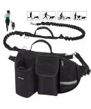 Hands-Free Dog Running Lead with Reflective Stitching - Adjustable Waistband, Dual Handles, Bungee Leads - Black - Buy Online on SooperMarket.com