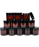 Vivaplex 12 Amber 2 oz Round Glass Jars with Inner Liners and black Lids - Buy Online on SooperMarket.com