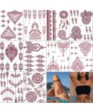 PPVWEY 10 Sheets Henna Tattoos Temporary Henna Stickers 10Pcs Brown Tattoo Stickers Women Body Art Stickers for Wedding Party(10pcs Brown) - Buy Online on SooperMarket.com