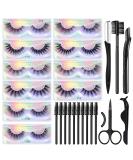 MAGEFY Faux Mink Eyelashes Variety Pack - 10 Pairs, 5 Styles | Natural to Dramatic Volume | 3D False Lashes with Brow Grooming Kit - Buy Online on SooperMarket.com