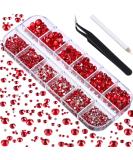 2000 Pieces Flat Back Gems Rhinestones 6 Sizes (1.5-6 Mm) Round Crystal Rhinestones with Pick up Tweezer and Rhinestones Picking Pen for Crafts Nail Clothes Shoes Bags DIY Art(Red) - Buy Online on SooperMarket.com