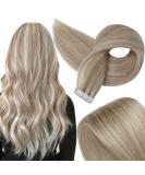 Fshine 20 Remy Human Hair Tape in Extensions 20 Inch - Highlighted Color 18 Ash Blonde and 22 Light Blonde - 20 Pieces 50 Gram Adhesive Tape Hair - #18/22(P18/613) - Buy Online on SooperMarket.com
