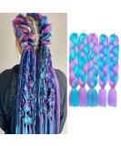 Tess Braids Extensions 60cm - Light Purple/Blue Jumbo Kanecalon 5 Pack | 100g Ombre Hair Braids for Box Braids - Buy Online on SooperMarket.com