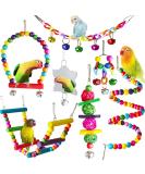 7 Pcs Bird Budgie Toys ESRISE Hanging Bell Pet Bird Cage Hammock Swing Climbing Ladders Toy Wooden Perch Mirror Chewing Toy for Conures Love Birds Small Parakeets Cockatiels Parrot (Muliti-B) - Buy Online on SooperMarket.com
