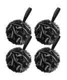 SYHZC Loofah Shower Puff for Women and Men Soft Body Scrubber Bath Scrunchie Set of 4 Black Sponges - Buy Online on SooperMarket.com