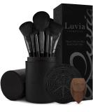 Make -up brush set Luvia Prime Vegan Pro - Black 12 make -up brush including brush storage blender sponge & cleaning mat for cosmetic brushes in black & rose gold single - Buy Online on SooperMarket.com