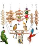 Onebarleycorn Budgie & Parrot Toy Set - 7 Wooden Bird Toys Swings & Canaries for Happy Pet Playtime - Buy Online on SooperMarket.com