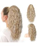 PORSMEER Ponytail Extension Claw Clip Ponytail Hair Extensions Blonde highlights Natural Looking Long Curly Wavy Multi Layered Fluffy Synthetic Hairpiece for Women Girls Daily Wear or Party 18inch Ash Blonde with Highlights - Buy Online on SooperMarket.com