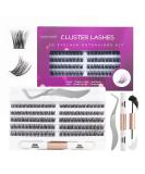 Individual Lashes 120 Cluster Lashes DIY Eyelash Extension Thin Band Wide Stem Lash Clusters with Tweezers and Lash Bond and Seal Lash Extension Kit Mix 10-16mm Length C/D Curl - OP01 120 clusters kit - OP01 - Buy Online on SooperMarket.com
