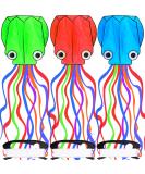 Octopus Kite 3 Pack - Easy-to-Fly 3D Giant Kites for Adults and Kids - Rainbow Kites with String Reel - Beach Toy Kites for Boys and Girls - 3 Colors - Buy Online on SooperMarket.com