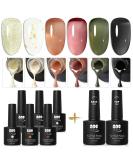 YTD LIKOMEY UV Nail Polish Shellac Set - 6 Translucent Colors Base & Top Coat 8 PCs 7.5ml Gel Kit for Professional Manicures - Buy Online on SooperMarket.com