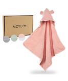 Moyo Hooded Towel with Ears in Ros | 75x75cm Baby Bathing Poncho | 100% Frote Cotton Washable Hooded Towel for Toddlers & Babies - Buy Online on SooperMarket.com