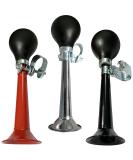 3 Pack Retro Metal Bike Bugle Horn Air Horn Set - Fits Kids Bicycle Handlebars and Golf Carts - Silver, Black, Red - Buy Online on SooperMarket.com
