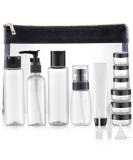 Toureal 15-Piece Empty Travel Bottles Set | Leather Travel Size Containers for Cosmetics (Max. 100ml) - Perfect for Airplane Use (Transparent) - Buy Online on SooperMarket.com