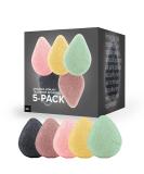 Minamul Konjac Exfoliating Organic Facial Sponge Set | Gentle Daily face Scrub/Skincare | Safe for Oily, Dry, Combination or Sensitive Skin | Charcoal, Turmeric, French Green, Red & Pink Clay - Buy Online on SooperMarket.com