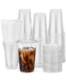 VITEVER 100 Sets - 16oz Plastic Cups with Lids and Straws Disposable Cups for Iced Coffee Smoothie Milkshake Cold Drinks - Clear 16 OZ - Buy Online on SooperMarket.com