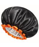 mikimini Black Large Shower Cap for Women Long Hair  Double Layers Waterproof Bathing Hair Cap with Reusable Soft Comfortable PEVA Lining  Cute  Non-fading & Stretchy Shower Hat X-Large Pack of 1 XL/1PC Black+Orange - Buy Online on SooperMarket.com