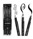 Craft 'n' Beyond Calligraphy Brush Pens Pack of 3 Small Medium and Large Markers for Hand Lettering Art Drawing Sketching Scrapbooking Journaling - Beginner Kit with Fadeproof Black Ink - Buy Online on SooperMarket.com