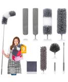 DEEHYO Microfiber Duster Set - 9PCS Extendable Stainless Steel Feather Duster, 30-100 Inches, Reusable & Washable - Ideal for Cleaning High Ceilings, Fans, Blinds, Furniture & Cars - Buy Online on SooperMarket.com