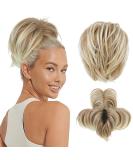 REECHO Hair Bun Claw Clip Messy Bun Hair Piece Short Ponytail Extension with Bendable Metal Wire Fake Bun Hair Pieces for Women - Dark Blonde with Golden Blonde Tail - Buy Online on SooperMarket.com