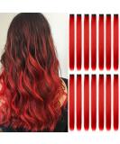 16Pcs Colored Clip in Hair Extensions 22 Inch Colorful Highlights Hairpieces Straight & Long Heat-Resistant Synthetic Hair Accessories for Kid Girls Women Party Hair Decor (16Pcs-Red) - Buy Online on SooperMarket.com
