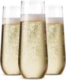 36 Pack Stemless Plastic Champagne Flutes - 9 Oz Clear Toasting Glasses | Shatterproof, Recyclable, BPA-Free - Munfix - Buy Online on SooperMarket.com