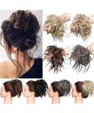 Messy Hair Bun Chignons Synthetic Hair Extensions Wavy Donut Updo Scrunchy Curly Hairpieces Dark Brown - Buy Online on SooperMarket.com