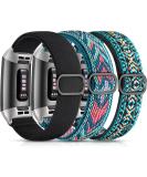 Maledan 3 Pack Elastic Band Compatible with Fitbit Charge 4 and Fitbit Charge 3 Bands for Women Men  Adjustable Stretchy Sport Strap Soft Nylon Wristband for Charge 4/ Charge 3/ 3SE Accessories Black/ Green Arrow/ Boho Flower - Buy Online on SooperMarket.com
