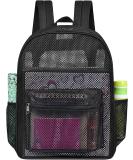  Heavy Duty Semi-Transparent Mesh Backpack , See Through College Student Backpack - Black - Buy Online on SooperMarket.com