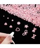 Vorey 500Pcs 3D Pink Multi Shapes Pearls Nail Charms - Nail Art DIY Crafts and Jewelry Accessories - Buy Online on SooperMarket.com