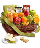 Classic Fresh Fruit Basket Gift with Crackers, Cheese and Nuts for Christmas, Holiday, Birthday, Corporate All Occasion - Buy Online on SooperMarket.com